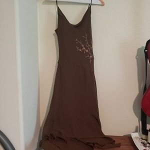 BCBG Asymmetrical Silk Dress, Brown